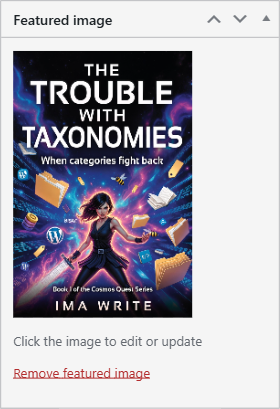 Featured Image panel in the book editor with a cover image set