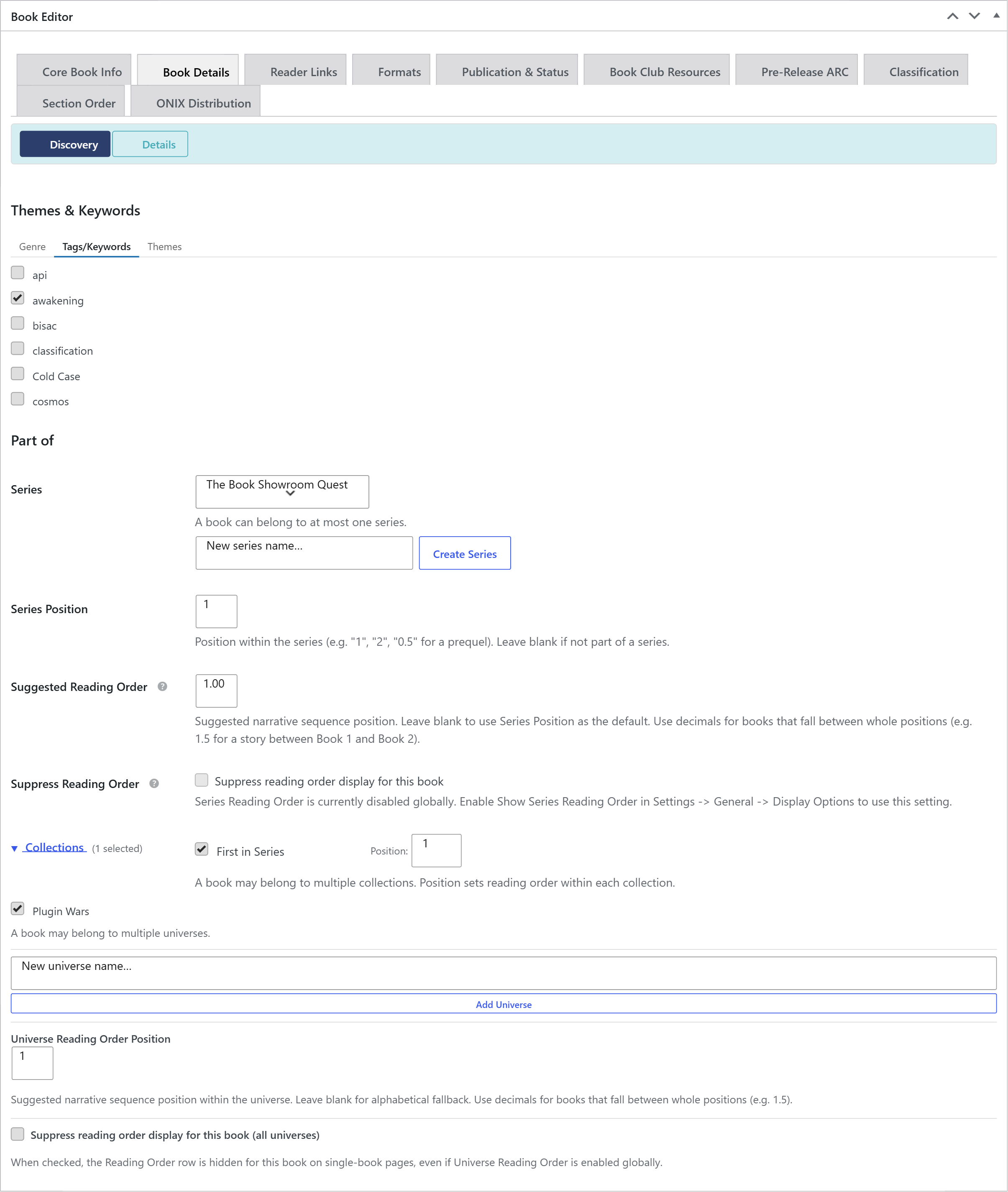Discovery panel Tags tab with several tags selected