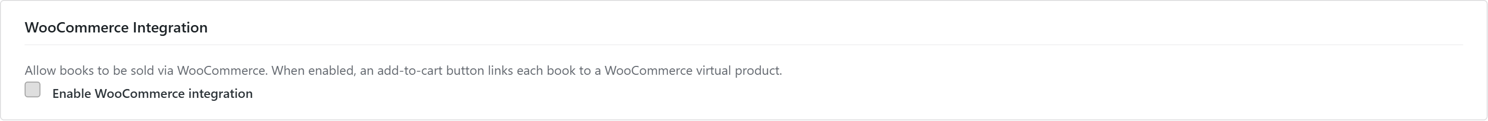 Advanced settings tab showing the WooCommerce Integration card with the Enable WooCommerce integration checkbox